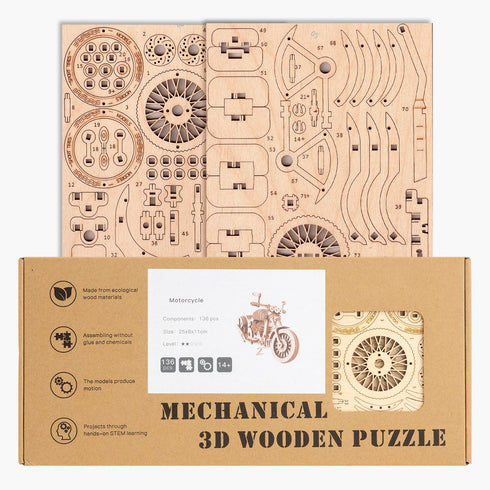 3D Wooden Puzzle, Motorcycle, DIY Model Kit